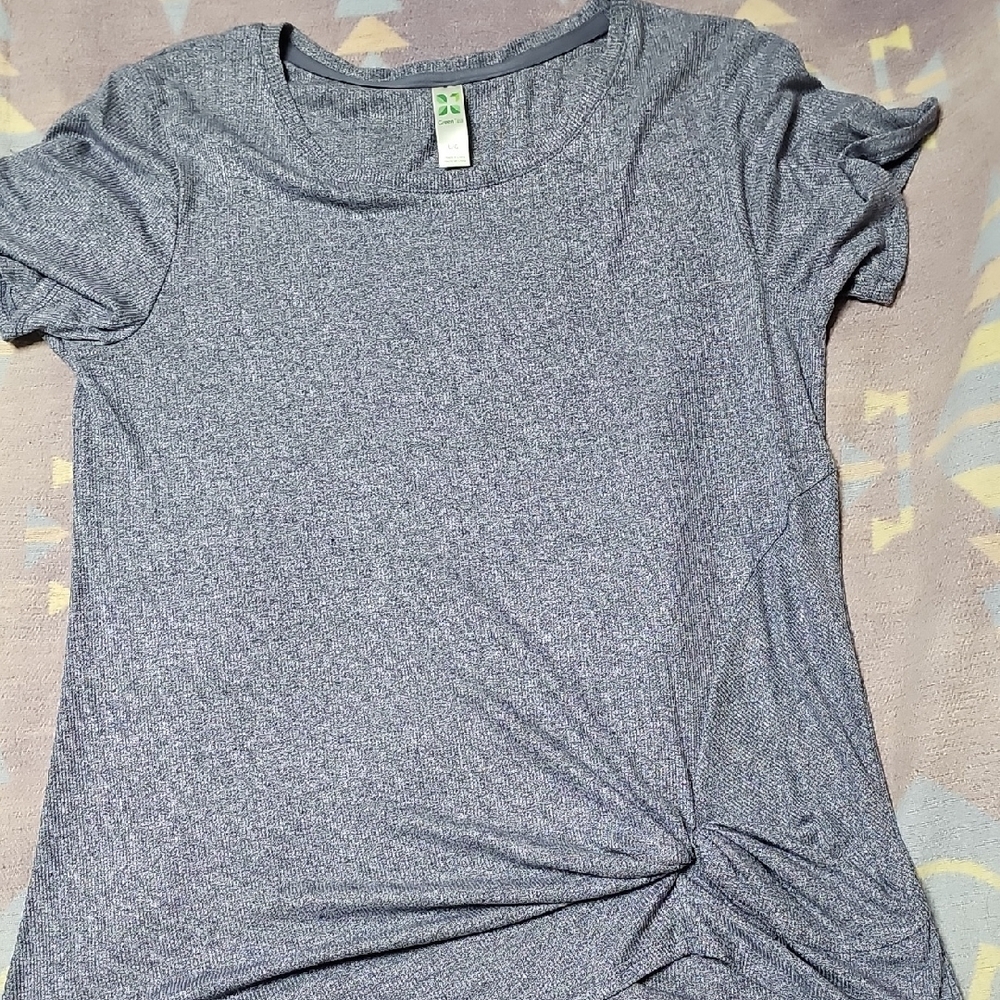 GreenTea Heathered Blue Short-Sleeve Twist-Knot Tee